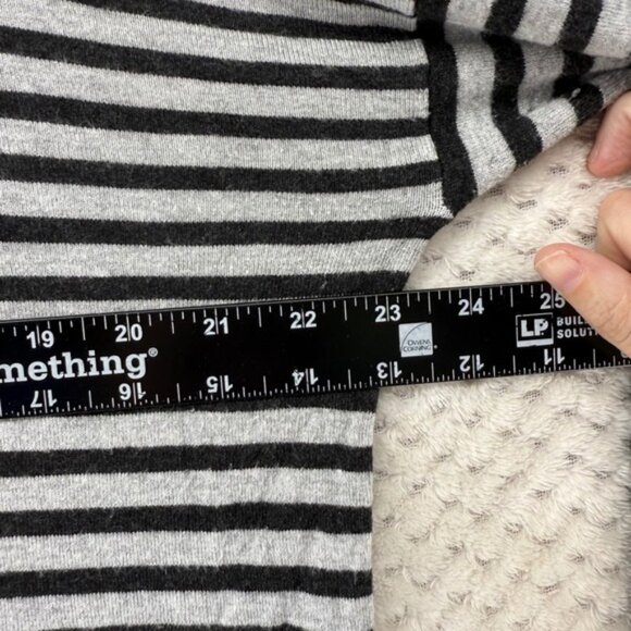 Eileen Fisher Knit Top Striped Gray Black Funnel Neck Long Sleeve Pullover XS - Picture 3 of 6